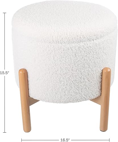 Miniatura 3 de Lavish Home Otomana redonda de almacenamiento gris blanco