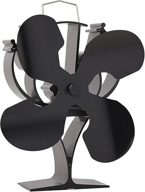VODA New designed 4 Blades Heat Powered Stove Fan for Wood/Log Burner/Fi - Eco Friendly(Black)
