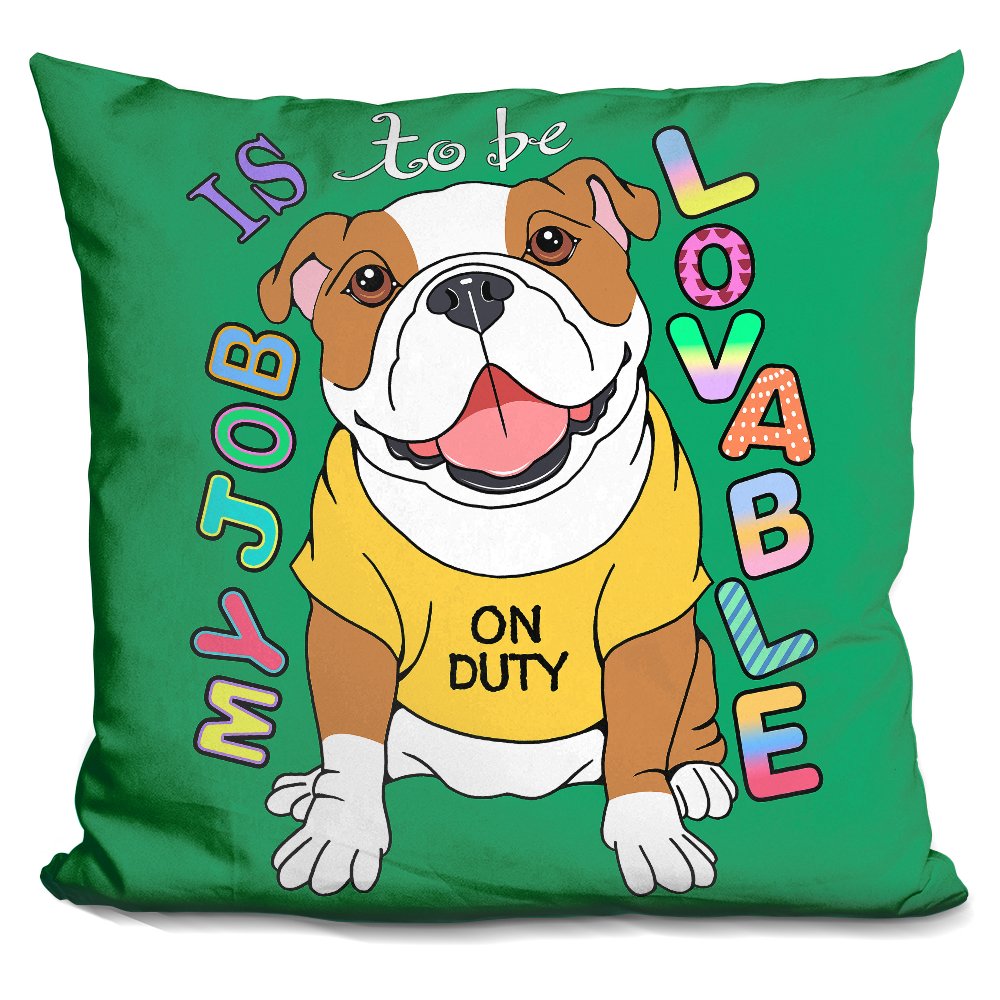 LiLiPi Bulldog Graphic Style Decorative Accent Throw Pillow