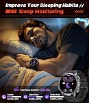 Men's Smartwatch,800mAh/5ATM Waterproof/LED Light,1.85" HD Military Style Smartwatch with Bluetooth Calling, 110 Sports Modes,24-Hour Sleep/Heart Rate/Pedometer, Android/iOS Compatible (Black)
