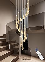 Vista 26 de Candelabro Moderno de 138'', 20 Luces, Lámpara Colgante Moderna Negra, Candelabro Grande para Escalera, Vestíbulo, Sala de Estar, Dormitorio