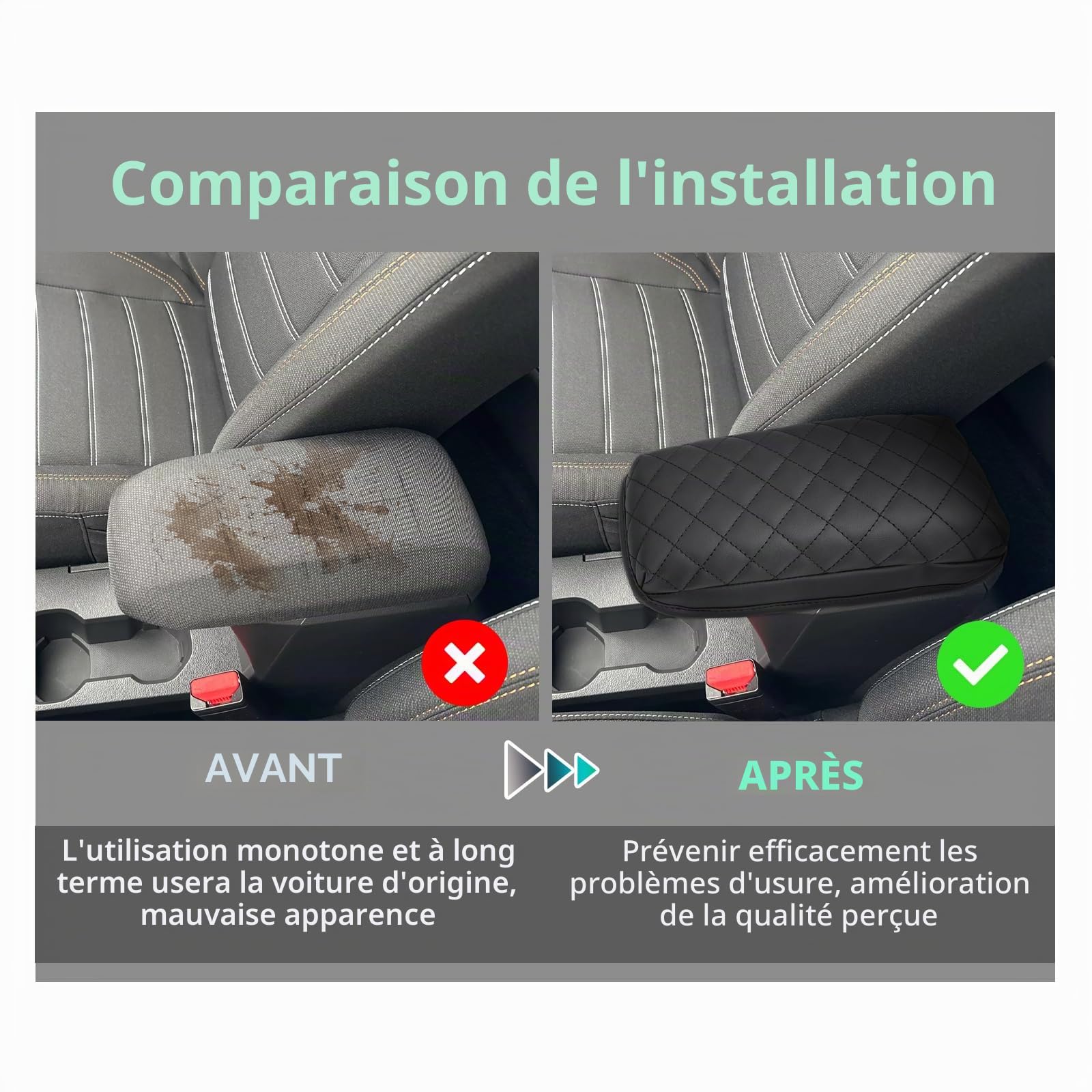 GAFAT Dacia Sandero 3/Stepway 3/Dacia Jogger 2021-2025 2026 Housse d'Accoudoir Console Central, Sandero III 2026 Protection en Cuir PU Microfibre Rembourrage 3,5 CM Augmente L'épaississement