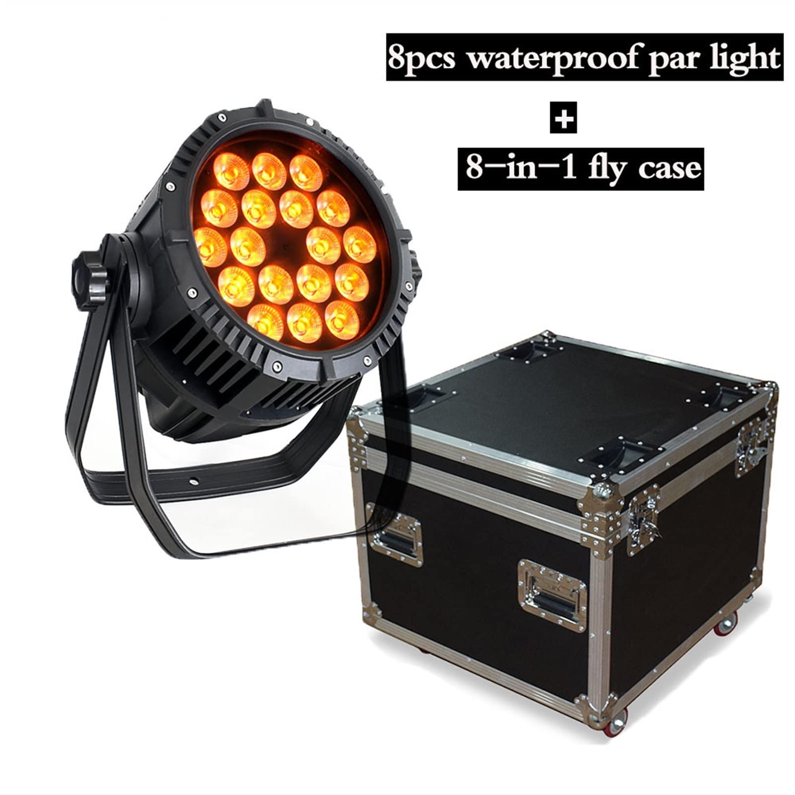 DJ-Licht für Partys, Flight Case With Led Par Light Waterproof Ip 65 18X15W 5In1 Outdoor Wall Wash Stage Lighting For T-Stage Concerts DJ Show(Flight Case Packing,US plug)