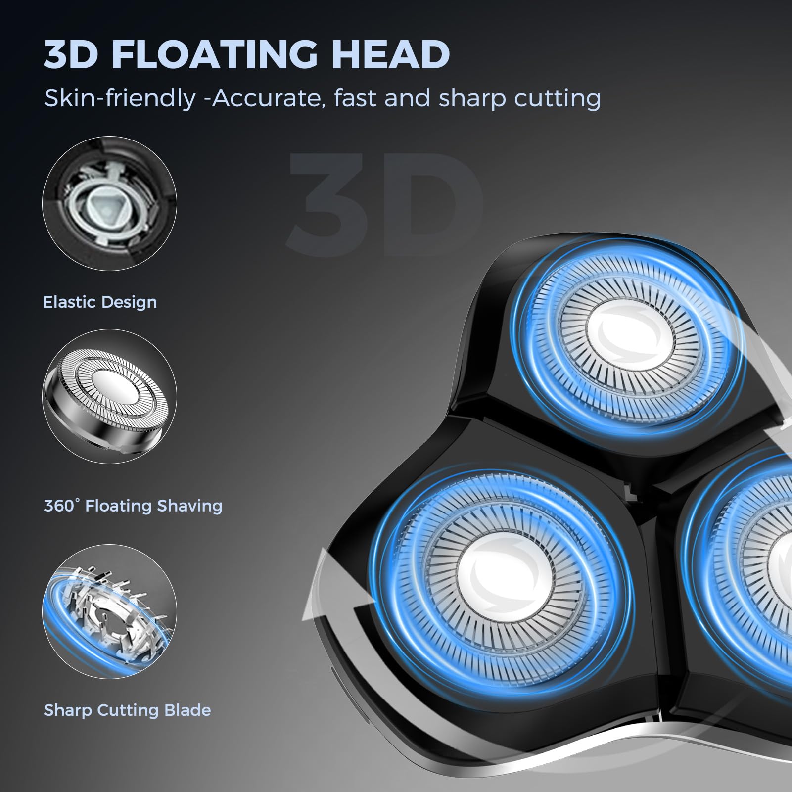 Testine per rasoio elettrico 3D - Testine di ricambio magnetiche per serie 8012, lame di ricambio resistenti - Accessori da barba
