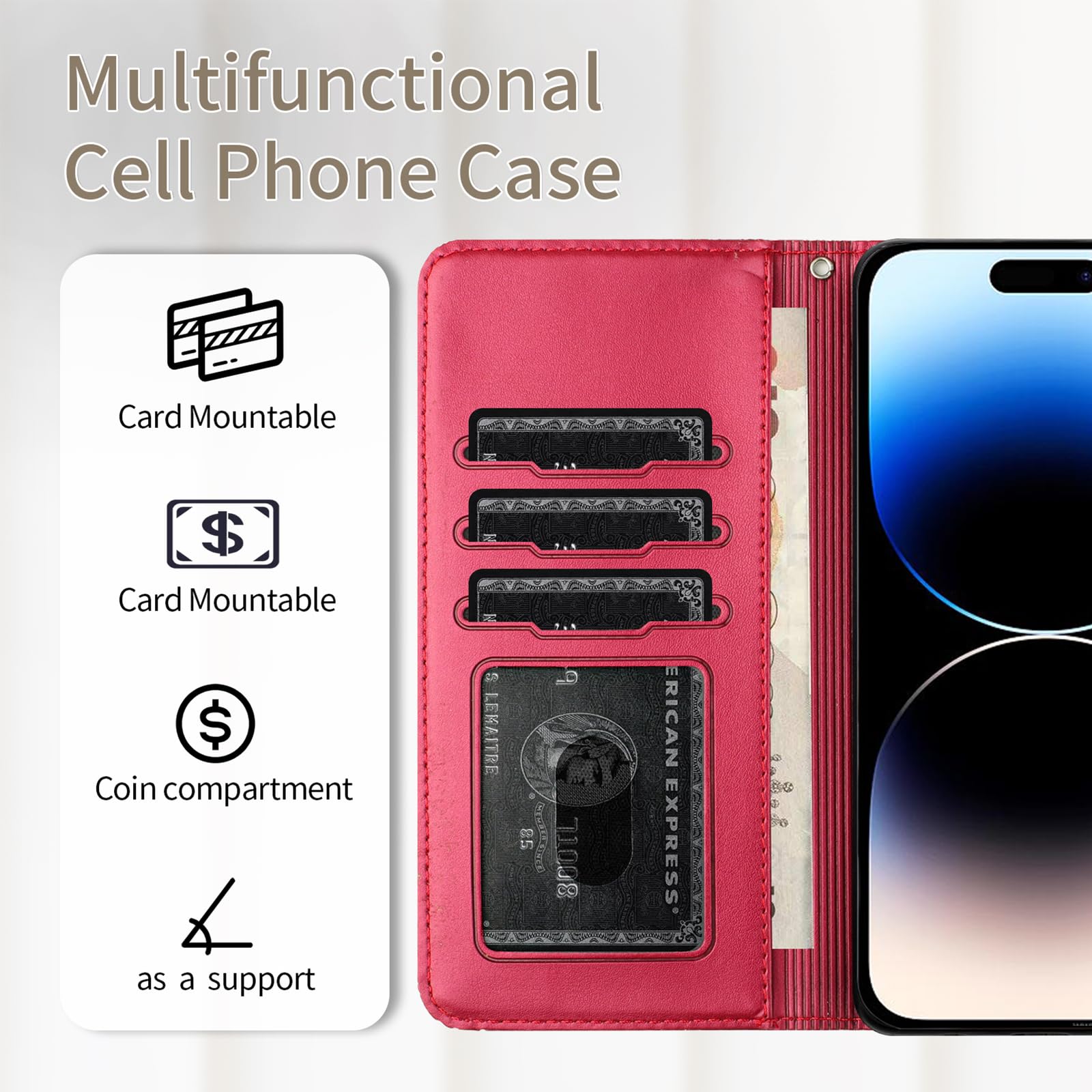 Premium Leder Flip Hülle Für IPhone 16 Pro Max – Magnetische Klapphülle Mit Standfunktion & Kartenfächern, Stoßfest In Blau-Schmetterling-Design