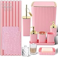 Vista 51 de Bathroom Accessories Set - 25PC Bathroom Sets with Shower Curtain and Rugs, Orange Bathroom Accessories with Trash Can, Soap Dispenser, Soap Dish &