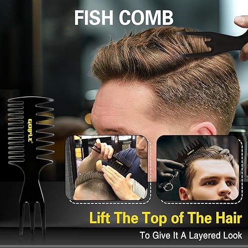 Miniatura 4 de Peines de peinado para el cabello, peine de textura de dientes anchos para hombres, juego de peine de cepillo de peluquería profesional,