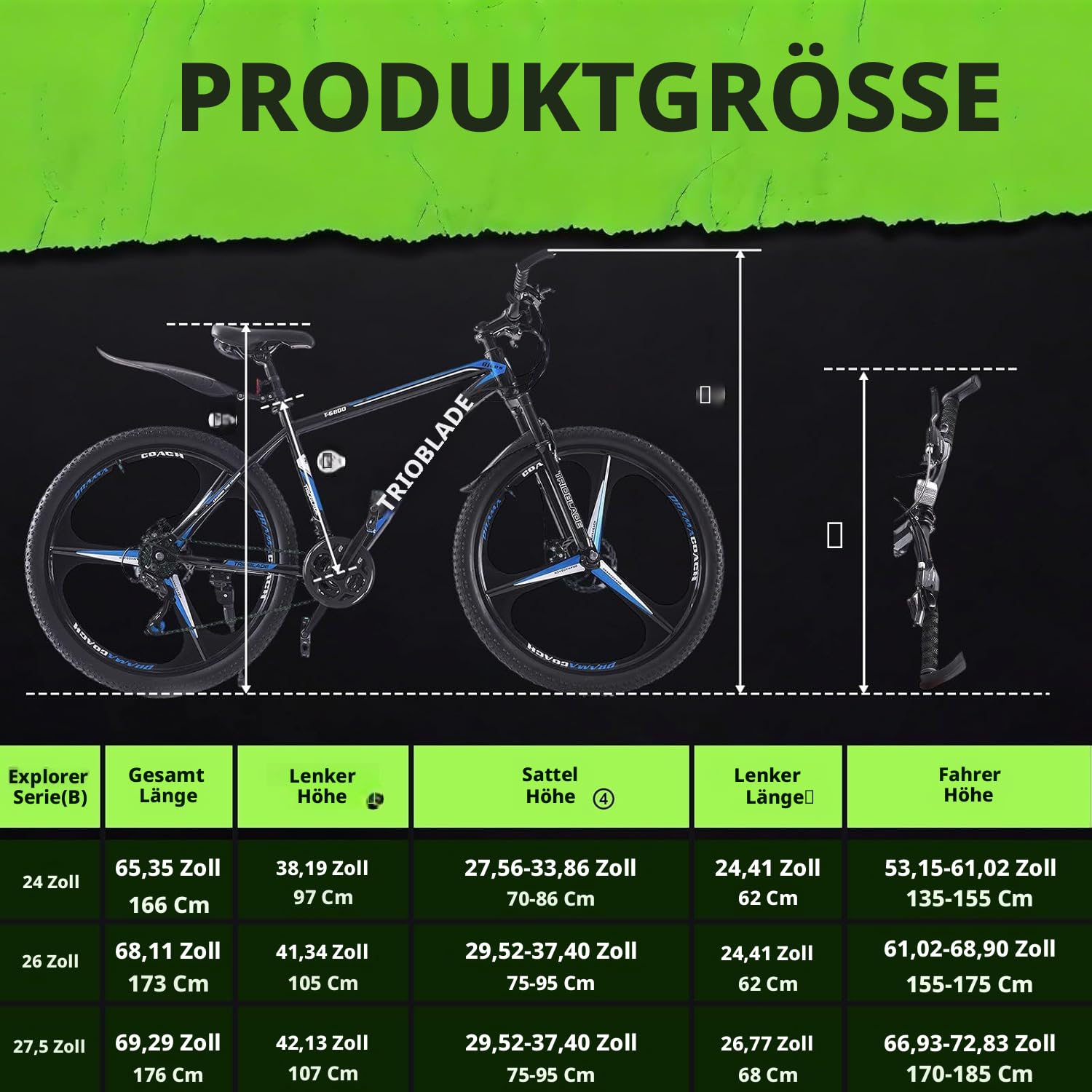 LSLIFE Mountainbike, 21-Gang-Getriebe, Scheibenbremse, Vollständig verstellbare Federung, Aluminiumrahmen, Verriegelungsgriff, Allgemeine Doppelscheibenbremse für Männer und Frauen