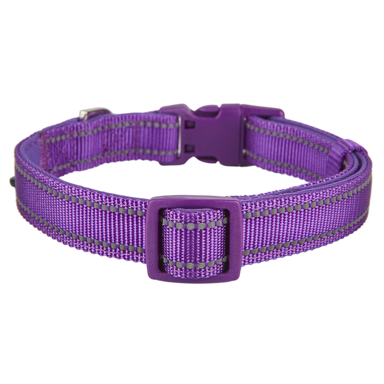 YUDOTE Collare per cani grande e resistente tessuto in nylon riflettente con fodera imbottita in neoprene morbido e confortevole per cani di grande taglia Uso quotidiano,Viola vibrante