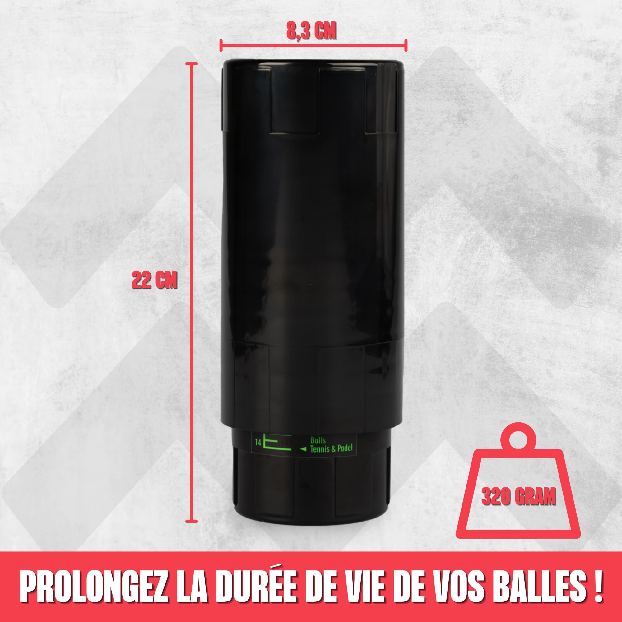 MATCHU - Régulateur de pression pour balles Padel et Tennis - Support de pression - Réparateur de pression - Ball Pressurizer - Pressure Keeper - Pressure Saver - Durée de vie prolongée - 22x8,3x CM