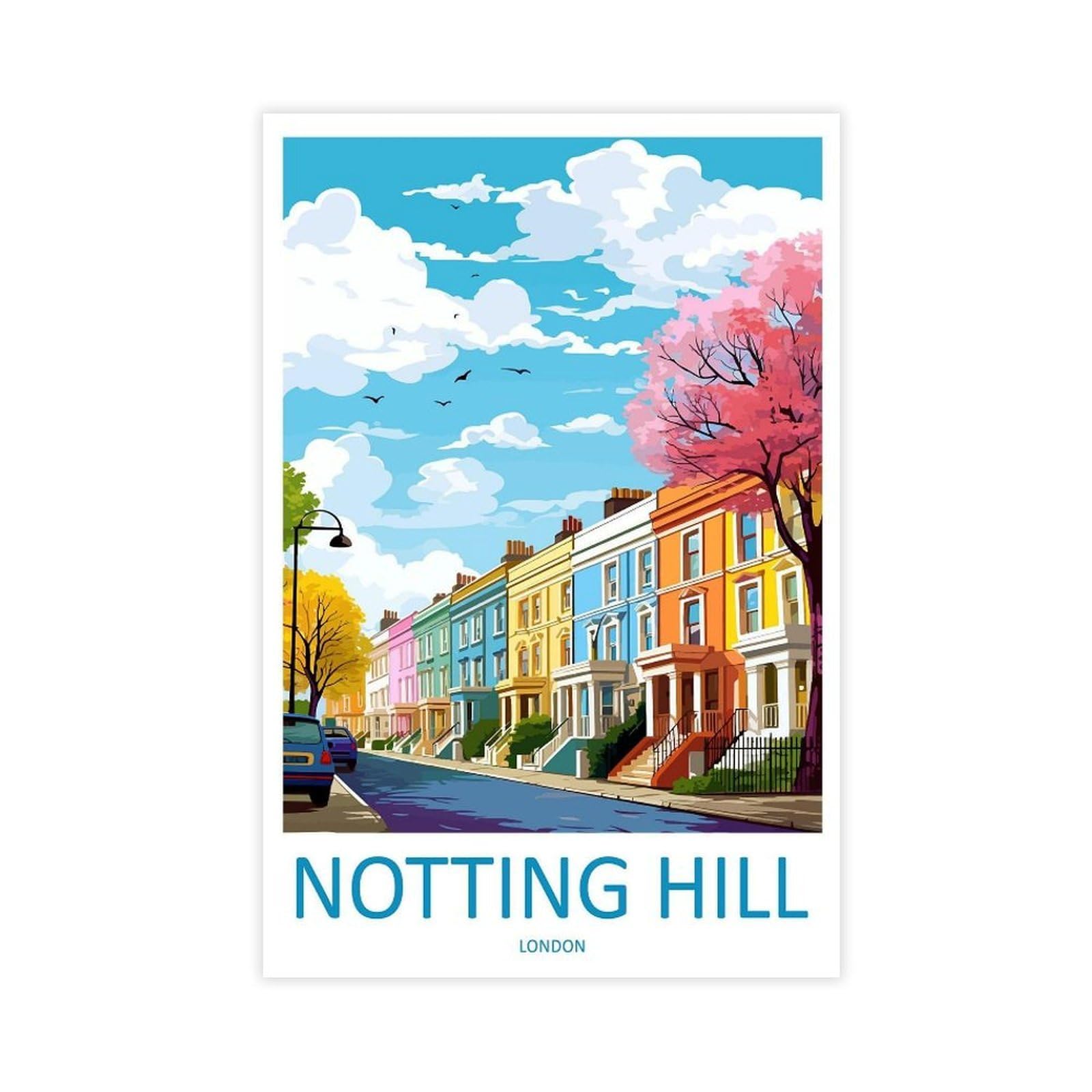 QOGDAF Notting Hill Travel London Canvas Poster Bedroom Decor Landscape Office Room Decor Gift 20x30inch(50x75cm)
