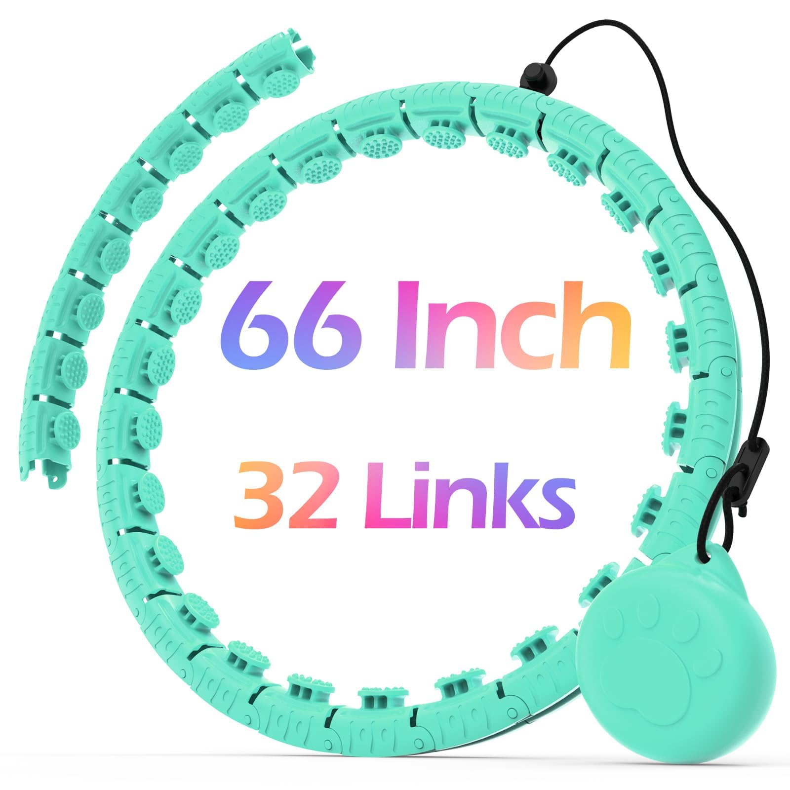 Weighted Hula Circle with 32 Links(66 Inch), Sweet Weight Ball, for Adults Weight Loss, Infinity Fitness Hoop Plus Size, for Women Smart Exercise Equipment