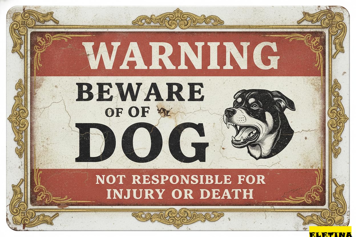Tin Sign for Man Cave Beware Of Dog Border Collie Metal Warning Beware Of Dog S Fence Outdoor Farm Garden Gate Home Yard Decor 8x12in Private Property Decorative