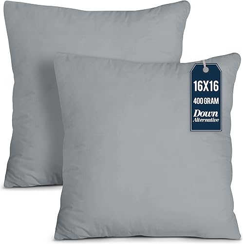 Utopia Bedding - Relleno de almohadas decorativas (paquete de 2, color gris), almohadas para cama y sofá de 26 x 26 pulgadas, para interiores