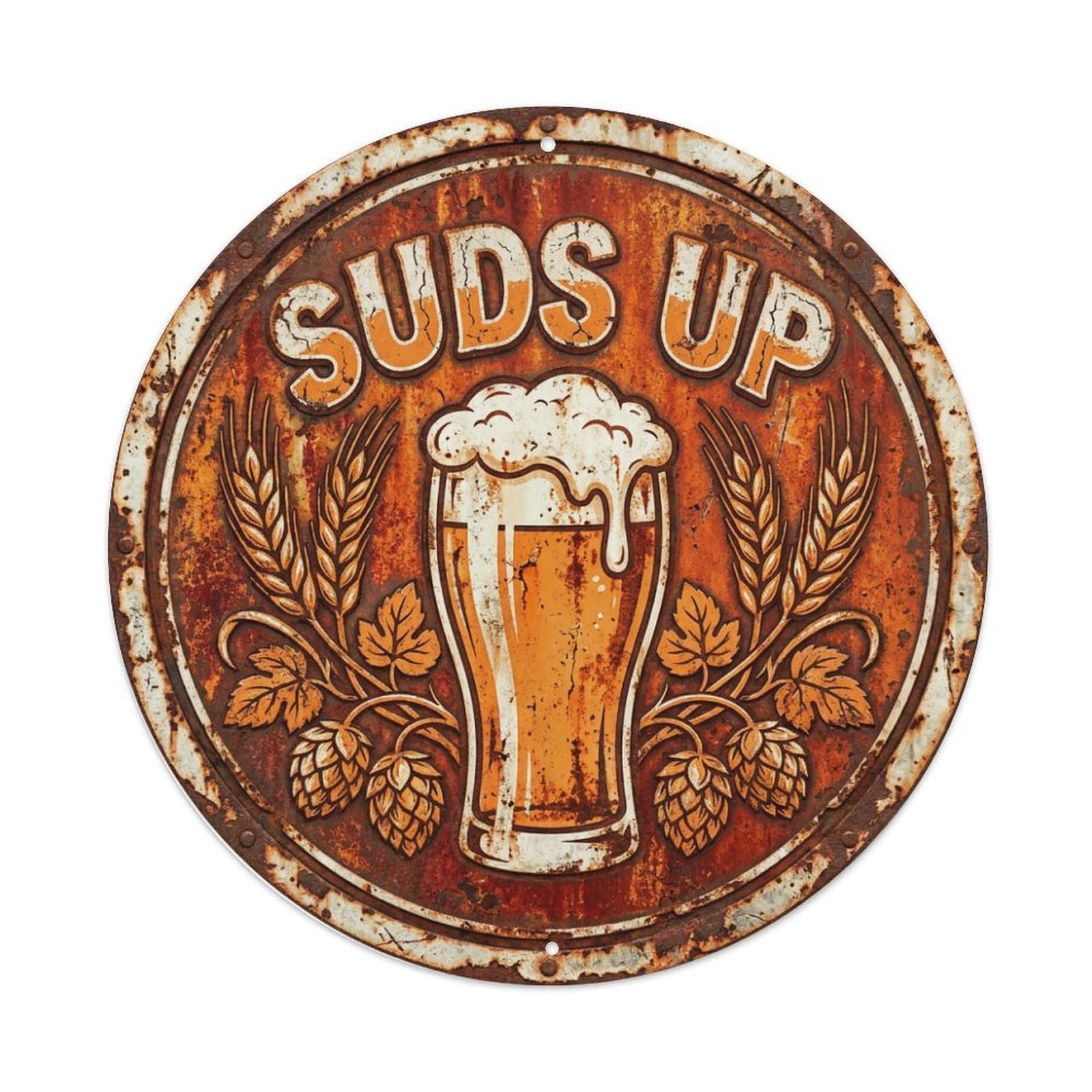 Fyrn Style Metal Tin Sign Vintage Beer Drinkware Suds Up Retro Bar For Pub