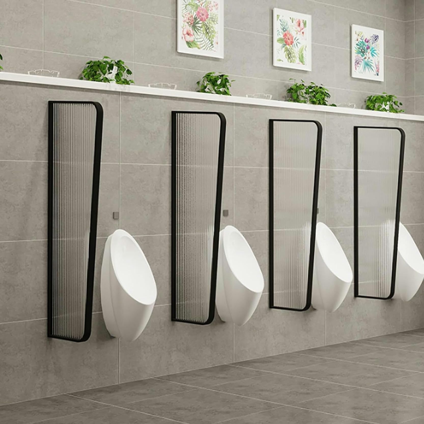 FBHappiness Urinal Partition Divider with Stainless Steel Frame men urinal privacy screen toilet partition men restroom urinal privacy screen toilet baffle public toilet partition for hotels,