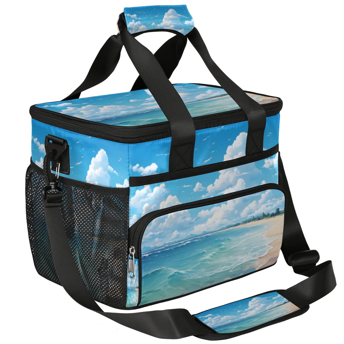 Beach Seaside Insulated Picnic Backpack Lunch Box for Women Men Picnic Basket Tote Lunch Bag Picnic Bag Portable Lunch Bags for Picnic, Beach, Work, Trip,Office, Camp Ocean