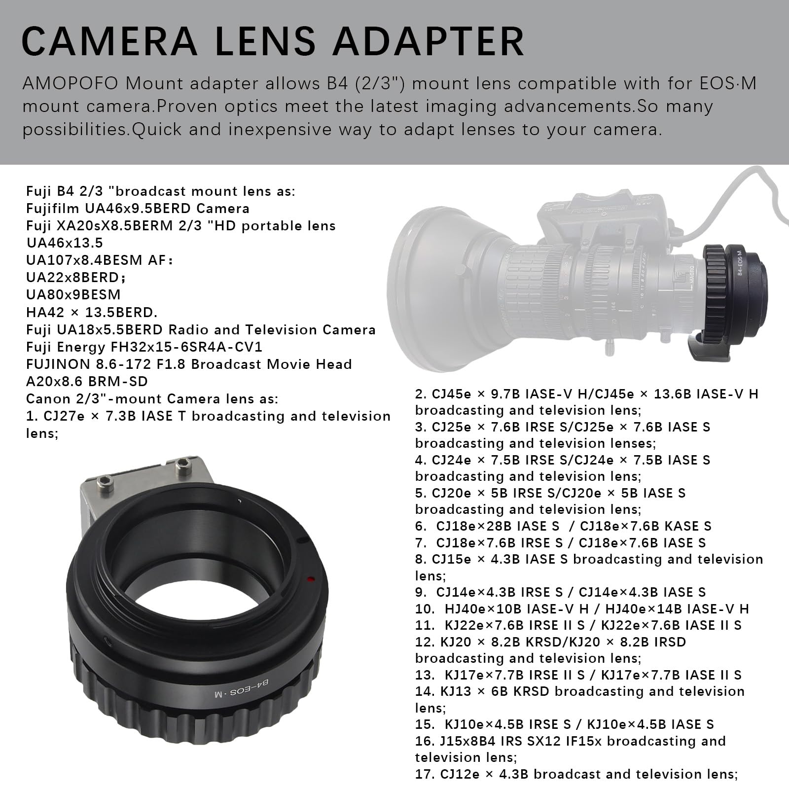 Amazon.com : B4-EF M Lens Adapter Compatible with B4 2/3