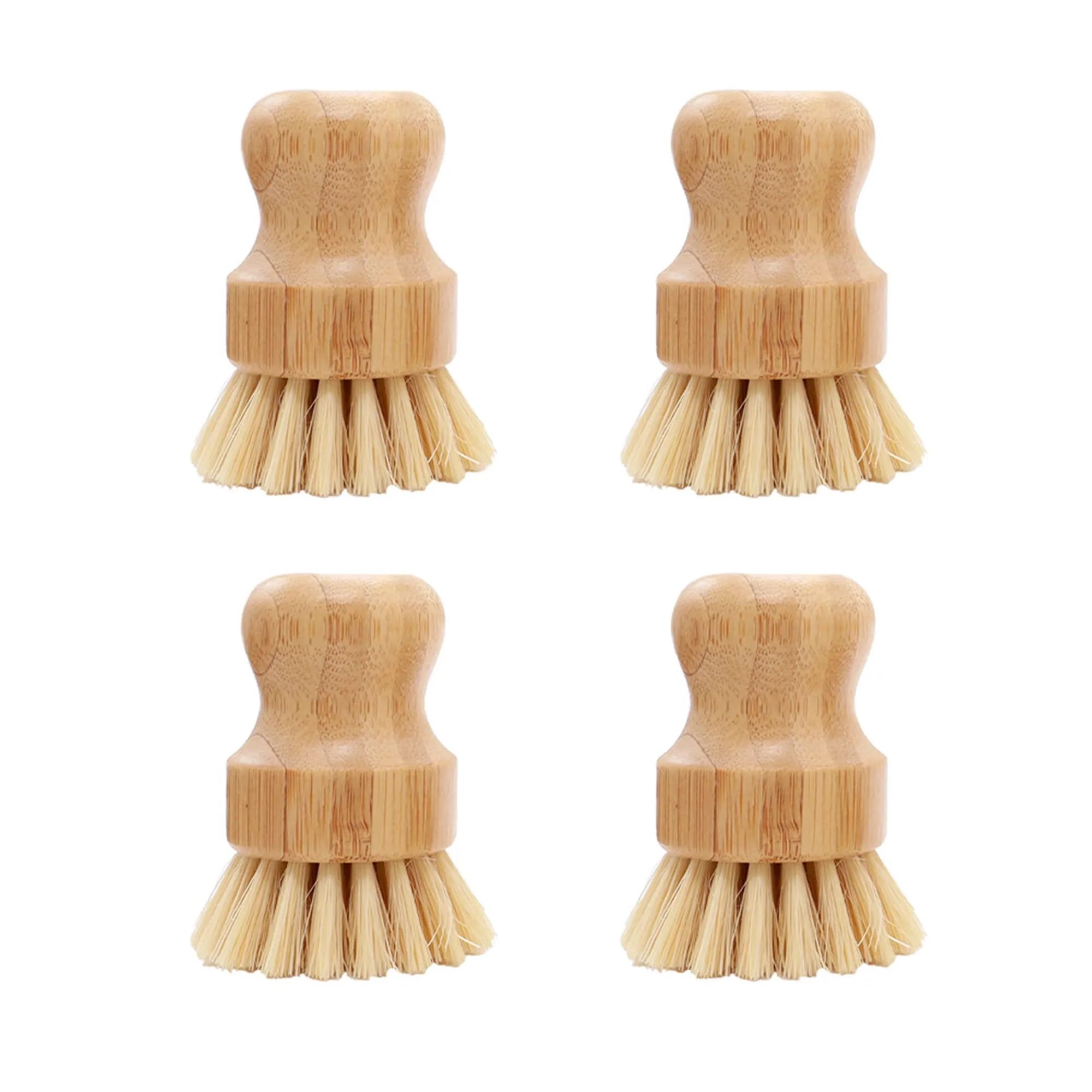 WZPTLKIBAD Bamboo Dish Brush, Round Scrubber for Pots Pans Sink