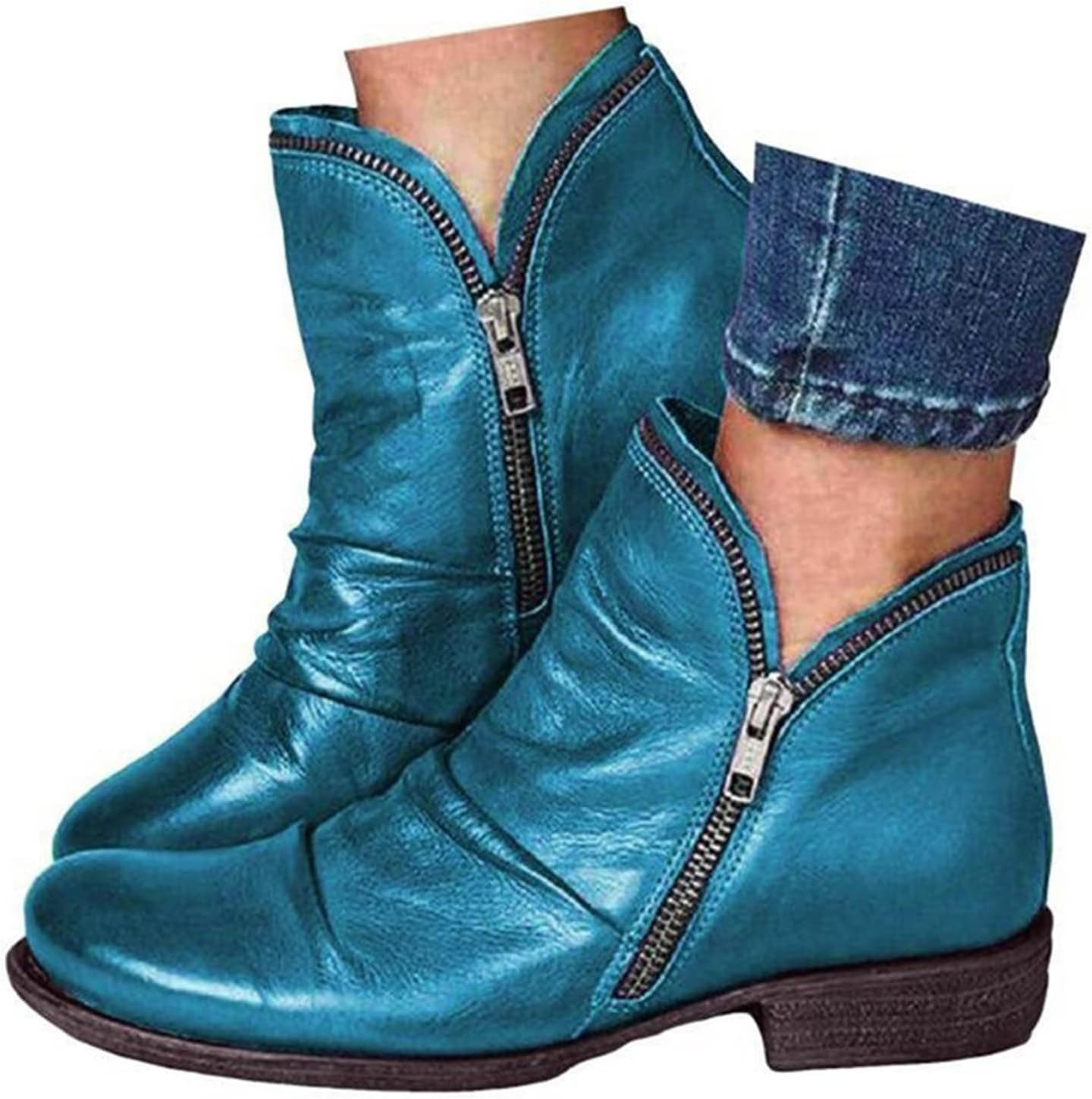 Ankle Boots for Women Arch Support Boots Side Zipper Vintage Leather Damping Shoes Flat Heel Booties Wide Width Orthopedic Comfortable Slip On High Top Business Dress Oxford Boot