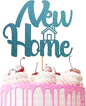 Decoration De Gateau En Papier Cartonne Paillete Pour Pendaison De Cremaillere Bleu Amazon Fr Cuisine Et Maison