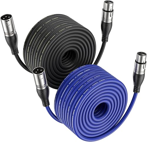 Miniatura 7 de EBXYA - Cable XLR de 25 pies, 2 unidades, para micrófono y bocina, conector equilibrado, prémium, con 3 pines, macho a hembra (color azul)