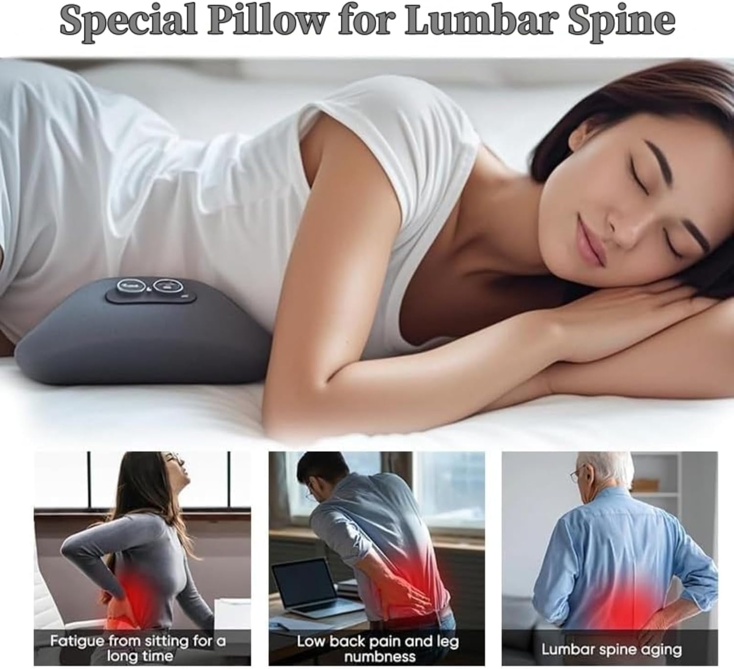 massaggiatore posteriore migliorato 2025 con trazione, vibrazione e calore, massaggiatore lombare elettrico 3 in 1 per sciatica, rilassamento di collo, spalle e gambe