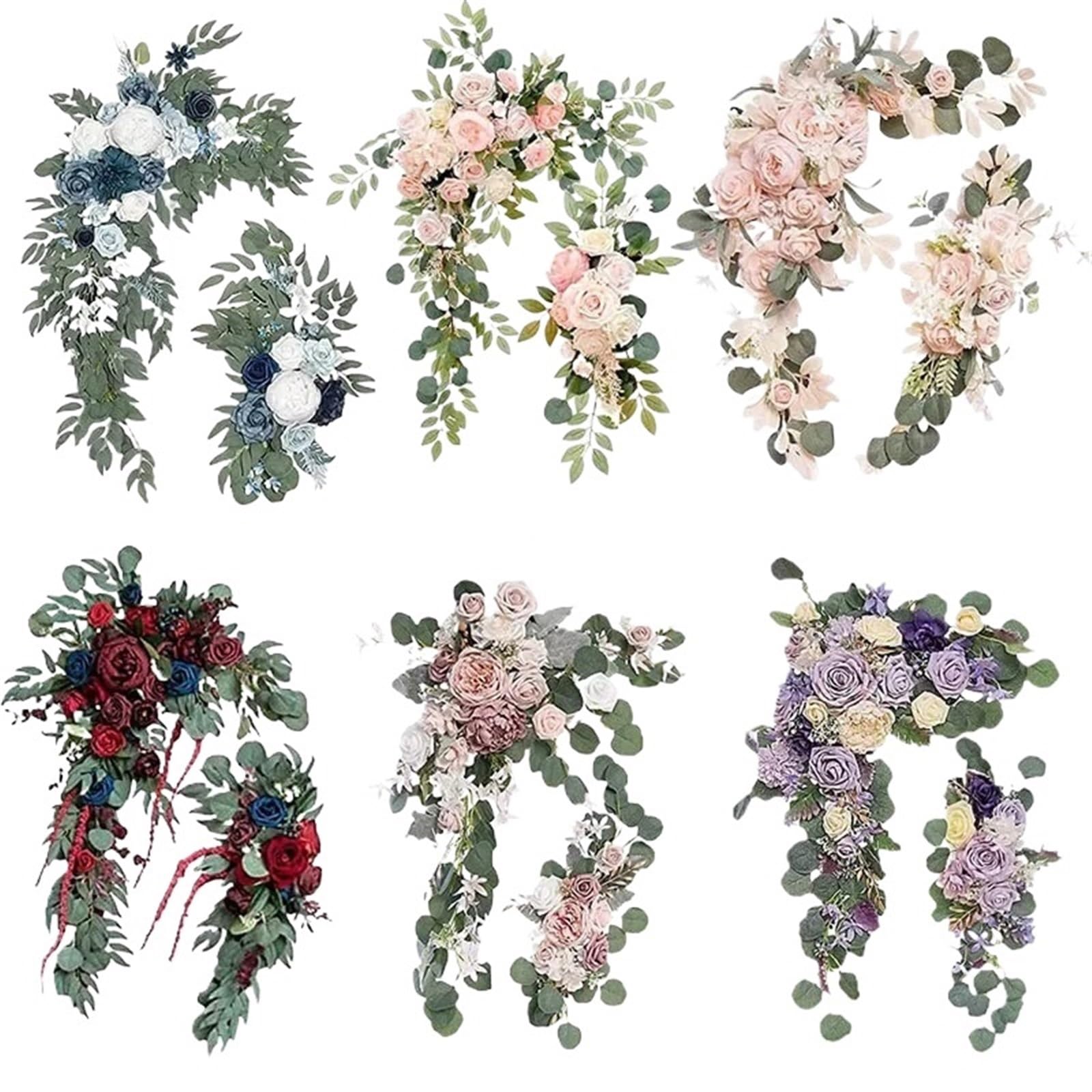 Zymjzbetic Artificial Wedding Arch Flowers Kit 2 Pcs Artificial Wedding Arch Flowers Kit Garlands Silk Peony Flower Welcome Sign Floral for Ceremony Party(Color1)