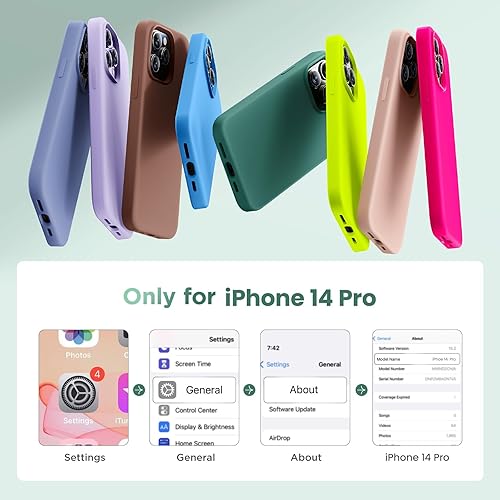 Miniatura 6 de Cordking Funda para iPhone 14 Pro, funda de silicona ultra delgada a prueba de golpes con forro de microfibra suave antiarañazos, 6.1 pulgadas,