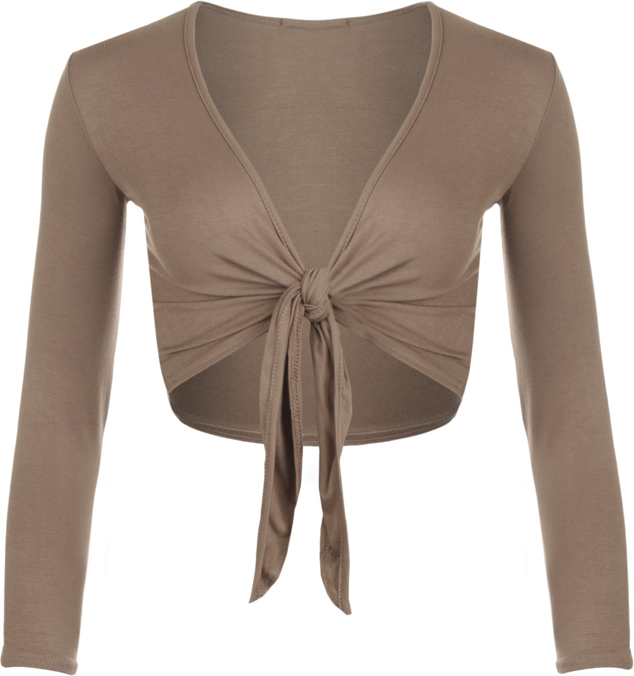 Wearall Women's Mocha New Shrug Tie Up Long Sleeve Top 8/10
