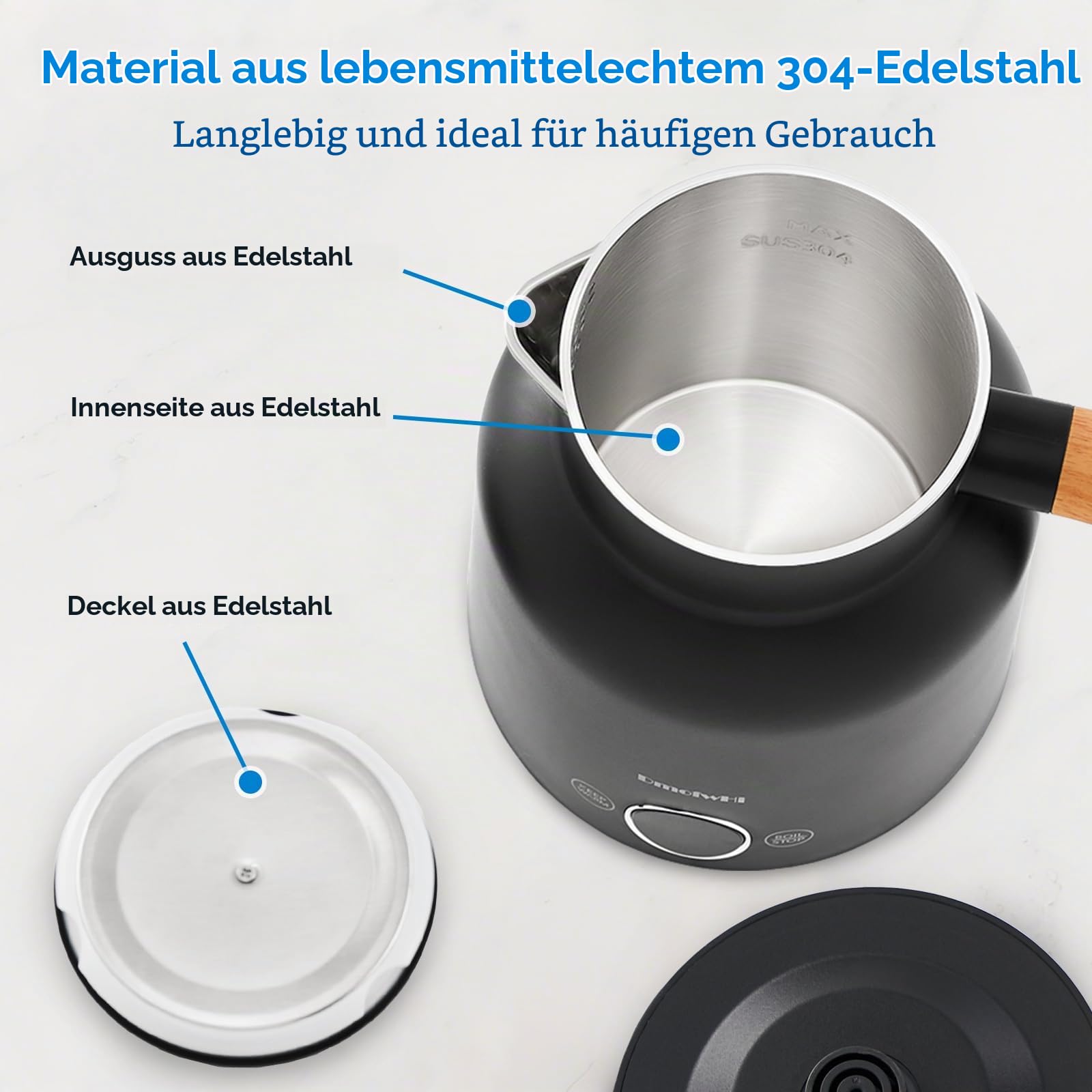 DmofwHi Wasserkocher mit Temperaturregelung, 1 L, 1000 W
