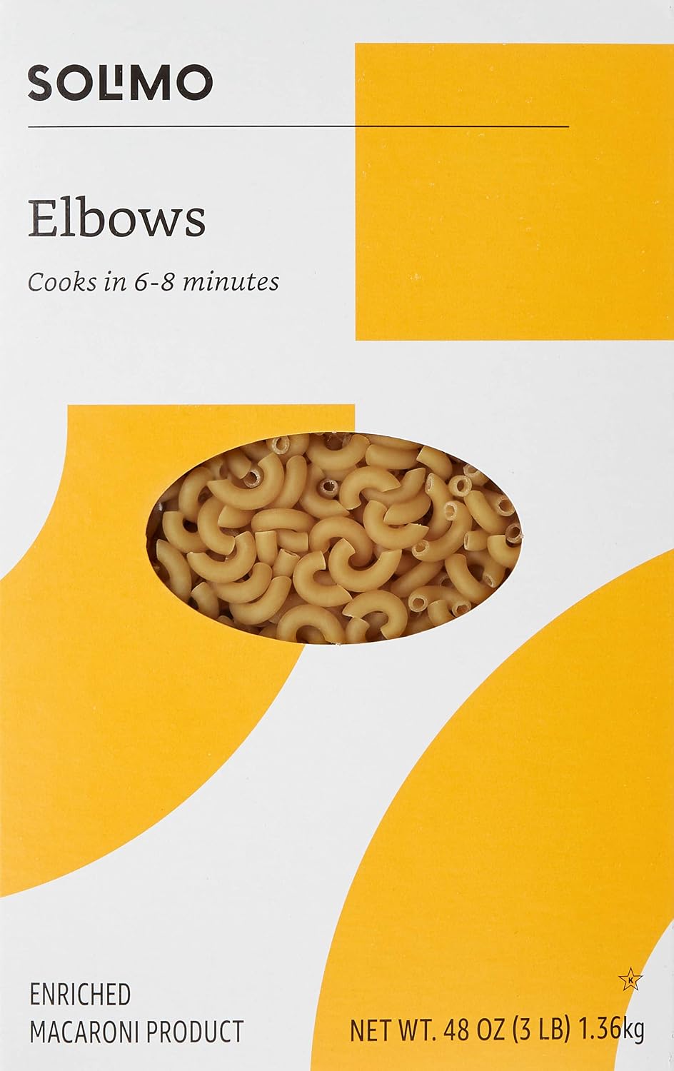 Amazon Brand - Solimo Pasta, Elbows, 48oz