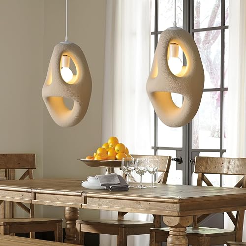 WalmHomie 1 Light EPS Modern Chandelier Over Kitchen Bar, Nordic Bedroom Cement Pendant Light Fixture, Concrete Ceiling Lighting Hanging Lamp Wabi Sabi 11.81''W - 11.81''Wx19.68''H