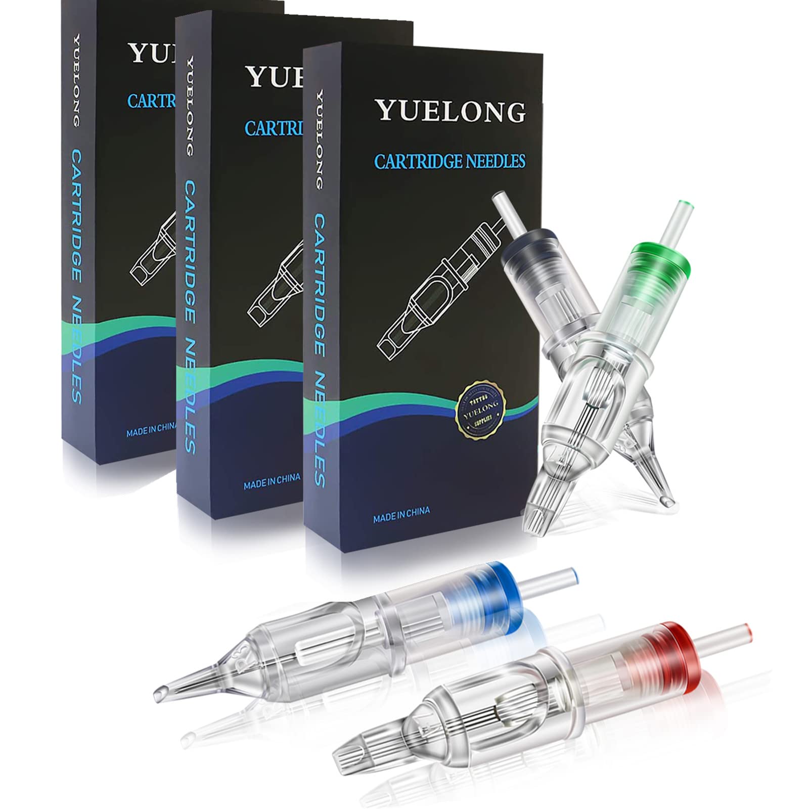 Yuelong Cartridges Mixed - 60PCS Disposable Cartridges Round Liner Shader Magnum Assorted Size 5rl 7rl 9rl 5m1 7m1 9m1 (60pcs RL&M1 2)