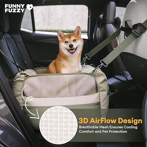 Miniatura 9 de FUNNY FUZZY Asiento de automóvil impermeable para perros pequeños y medianos de hasta 35 libras, asiento elevador para mascotas desmontable y