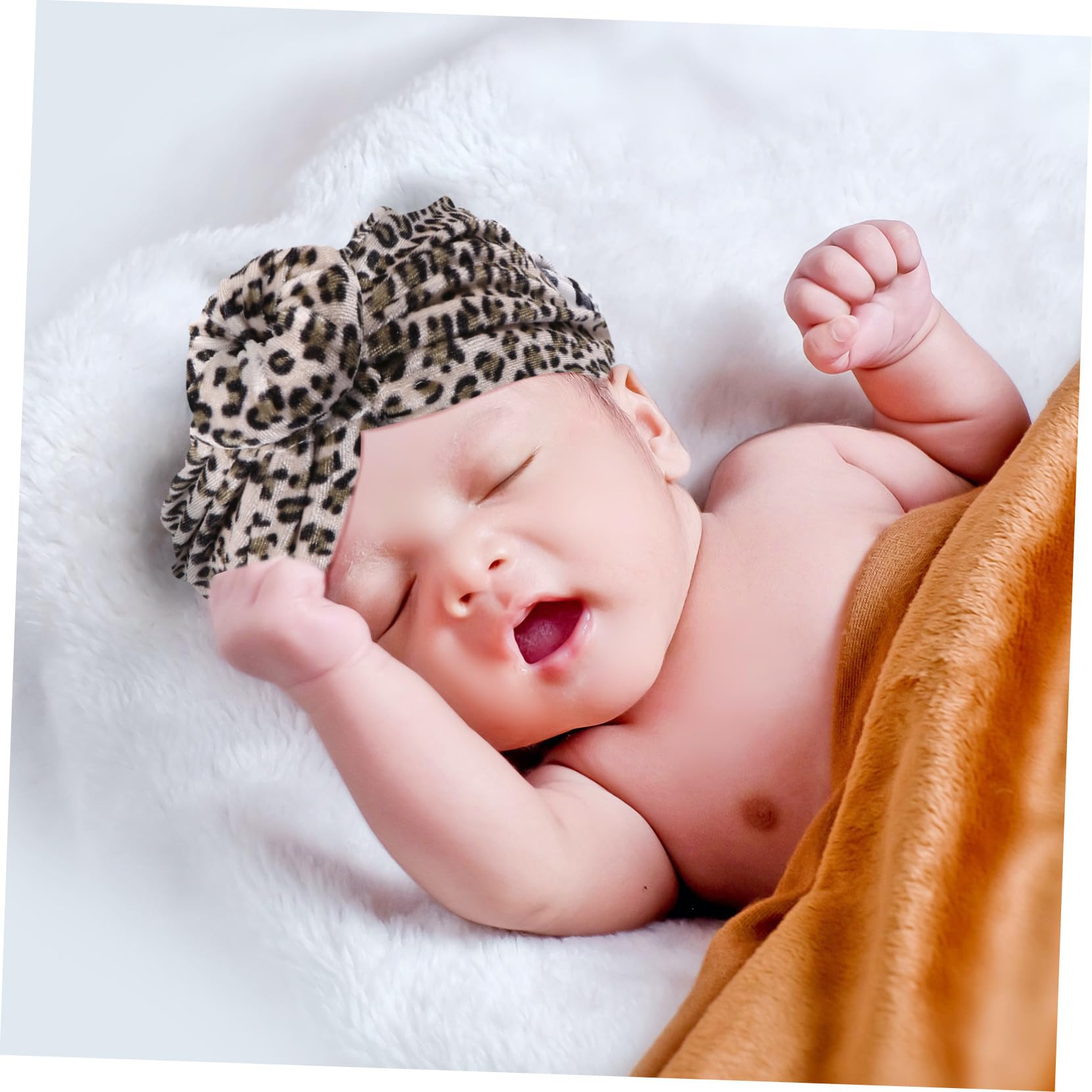 Neugeborenenmütze Wintermütze Wintermütze Kopfschmuck -Turban-mütze Hüte Für -Ohr-Hut -turbanmütze Baumwolle Leopard