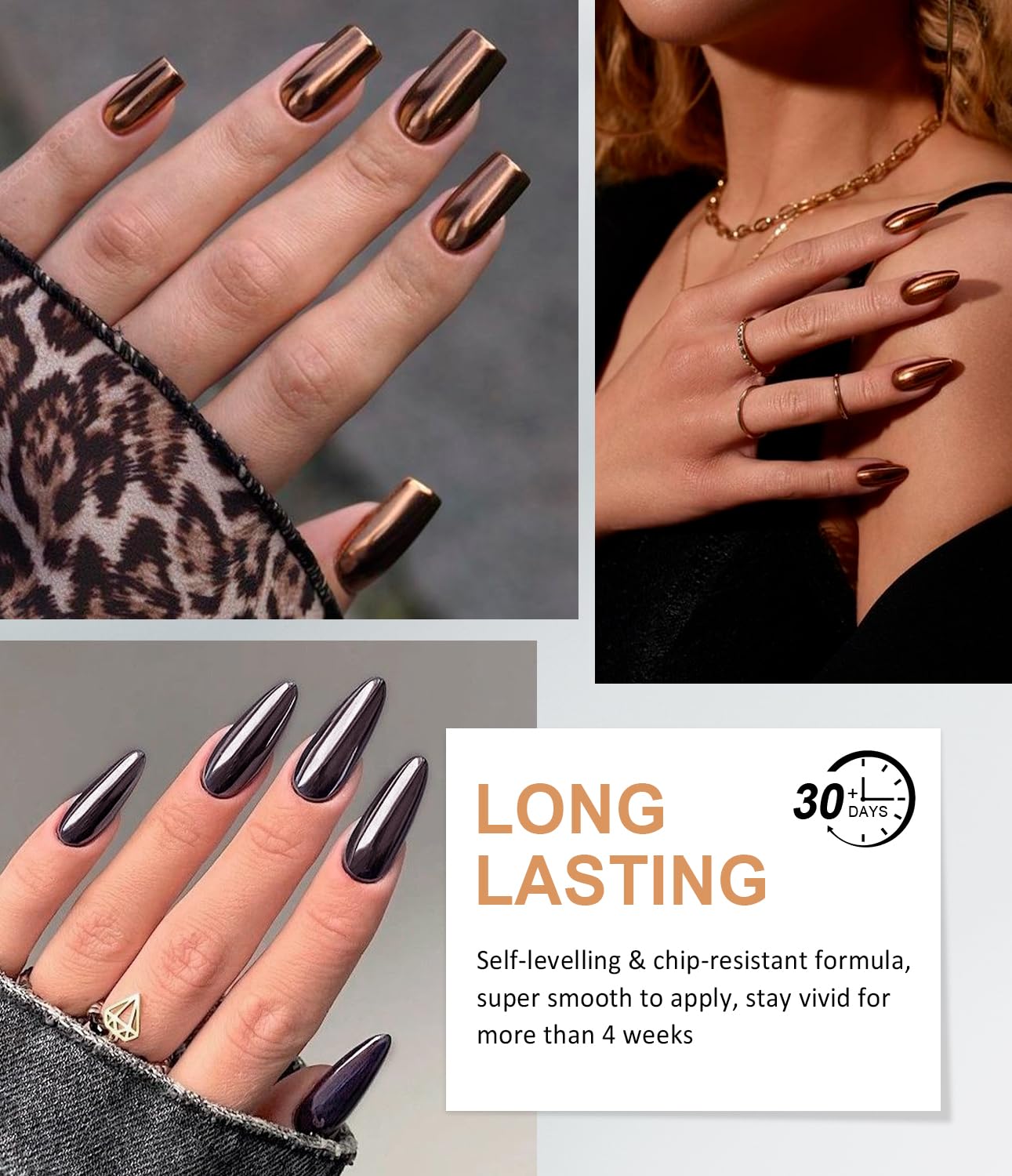 BISHENGYF gel 3D Multifunctional Nail Art: No Wipe 15g 3D Gel, 2pcs Glassy Black & Metallic Brown Powder, 5D Molding for Decoration - Image 2