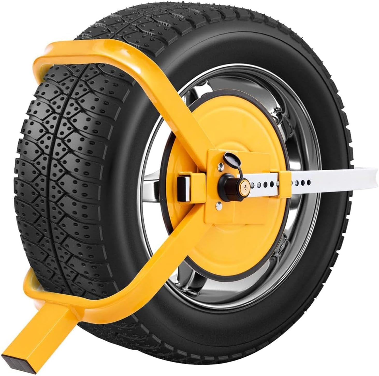 Heavy Duty Anti-Theft Wheel Clamp Lock for Small-Wheeled Cars, Caravans, Trailers, and Motorhomes | Fits 13" to 15" Wheels | Adjustable Metal Wheel Clamp Yellow