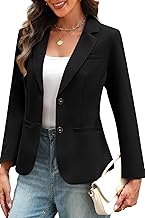 ELLEVEN Women's Long Sleeve Blazer Business Casual 2 Button Office Suit Jacket Slim Fit with Pockets