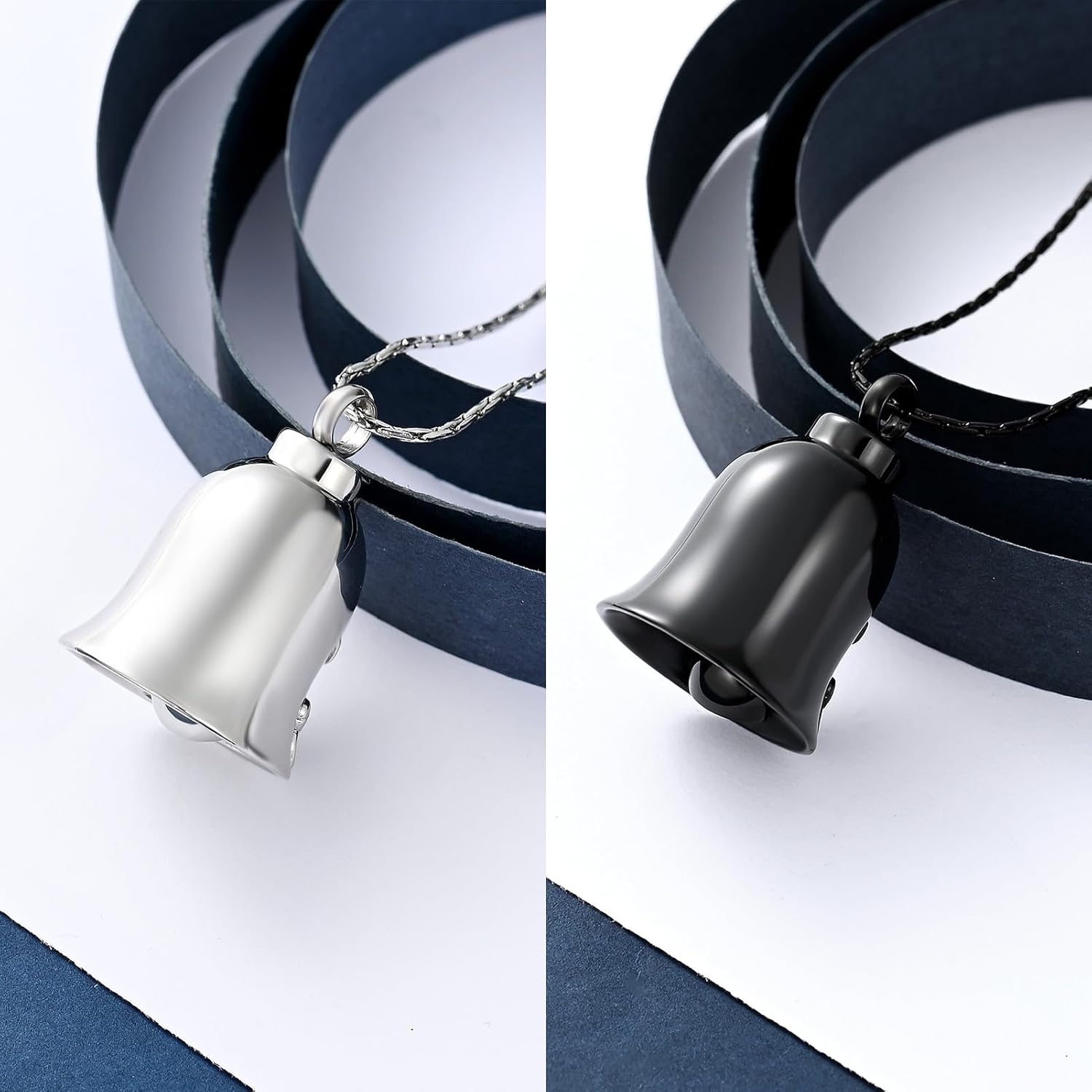 constantlife Bell Urn Necklace for Ashes Cross Motorcycle Memorial Pendant Cremation Jewelry Human Pet Ash Holder Keepsake Gift for Men Women
