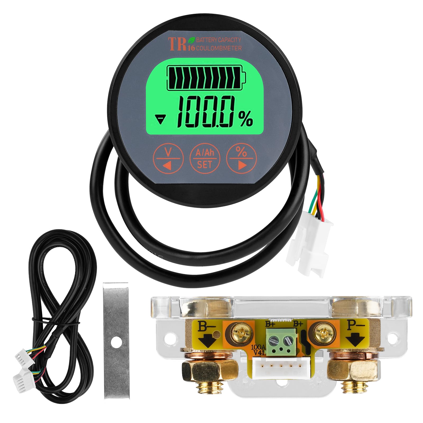 Monitor Batteria, Voltmetro Amperometro Impermeabile Coulomb Meter con Display LCD con Cavo 2m 8-120V 100A per Camper Auto Barche