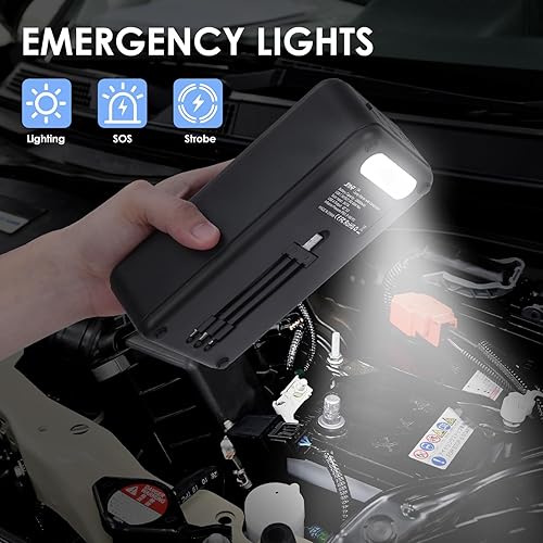 Miniatura 6 de JIYHF Arrancador de salto de 3000 A con compresor de aire, inflador de neumáticos de 150 PSI, batería de litio de 12 V, gasolina de 8.0 L y motores