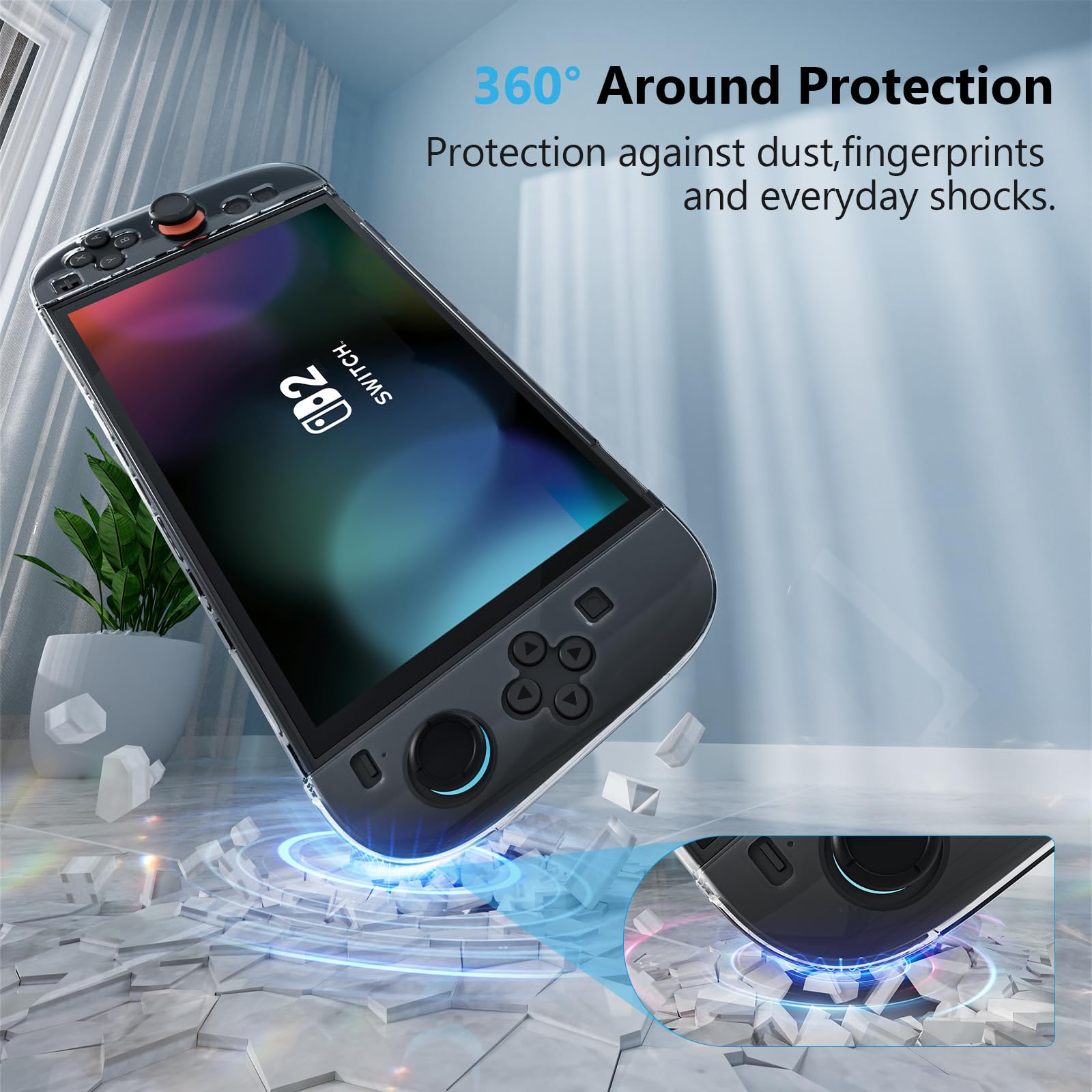 HEYSTOP Coque pour Console Nintendo Switch 2, Coque de Protection pour PC Dockable Housse en TPU avec Protection D'écran pour Nintendo Switch 2 Accessoires avec Capuchons pour Joysticks Switch 2
