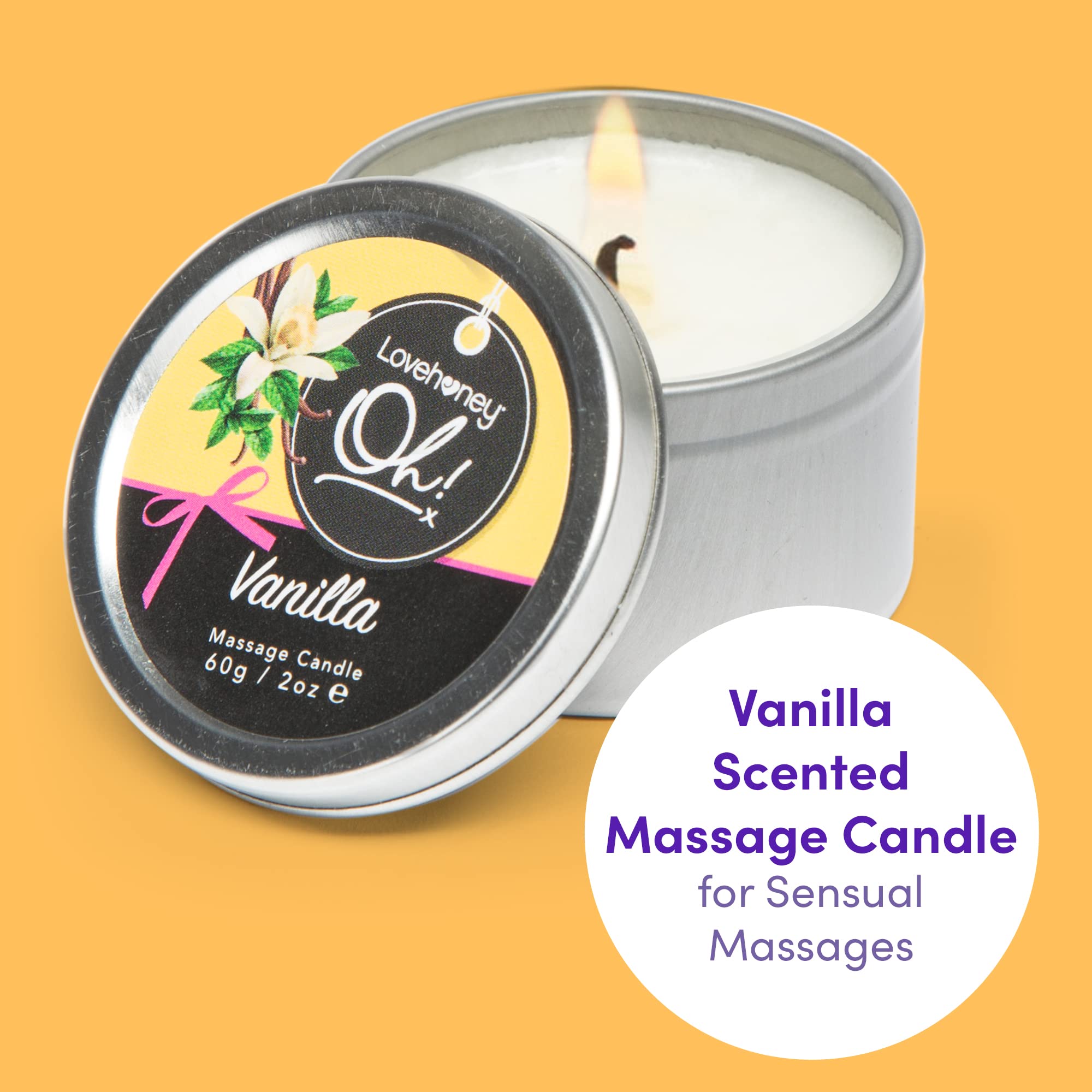 Lovehoney Oh! Vanilla Massage Candle with 6 Essential Oils - Vegetarian Friendly - 2 oz