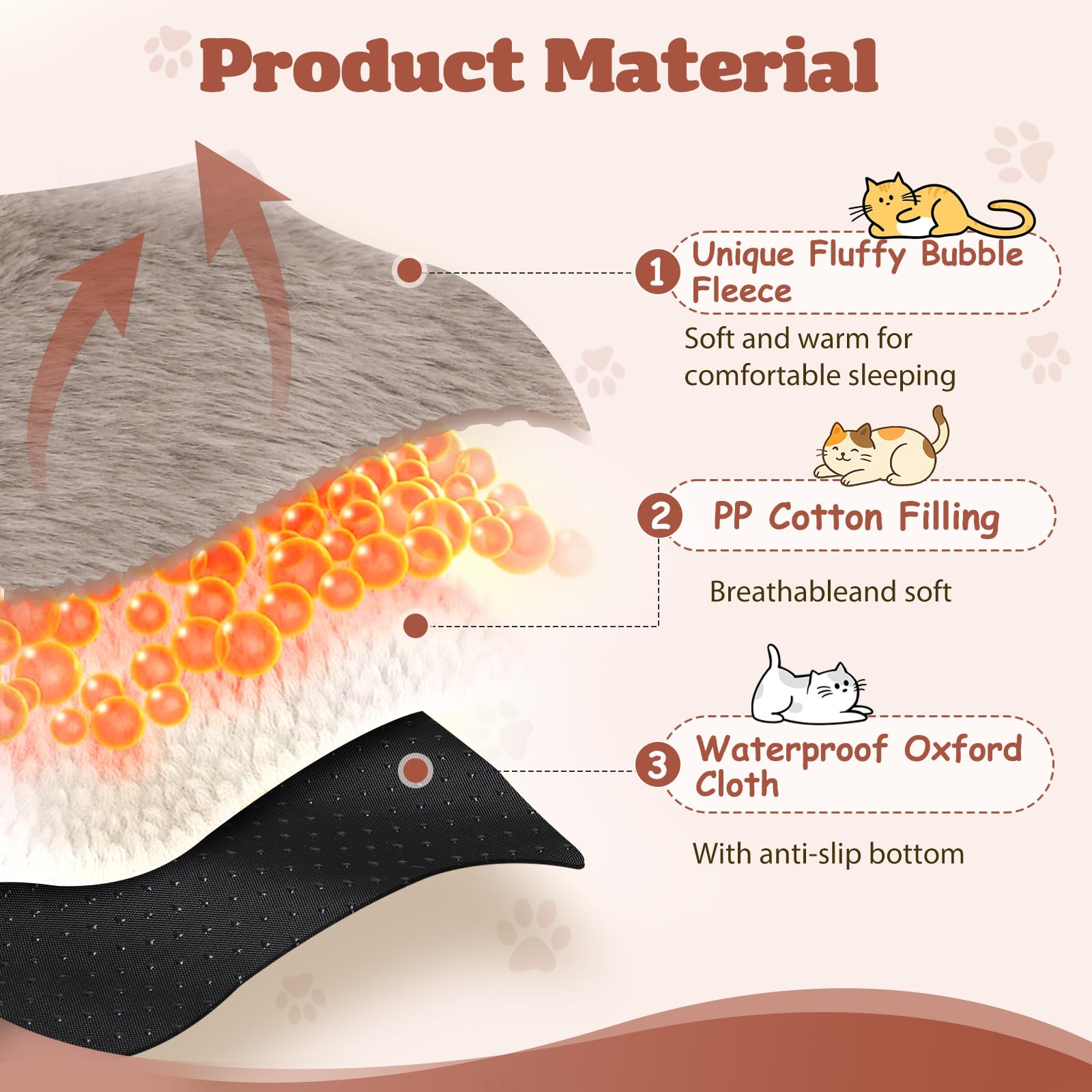 Nobleza Cat Bed Mat, Fluffy Bubble Fleece Cat Beds for Indoor Cats Kittens Warm Kitten Cushion, Soft Plush Pet Cushion - Image 3