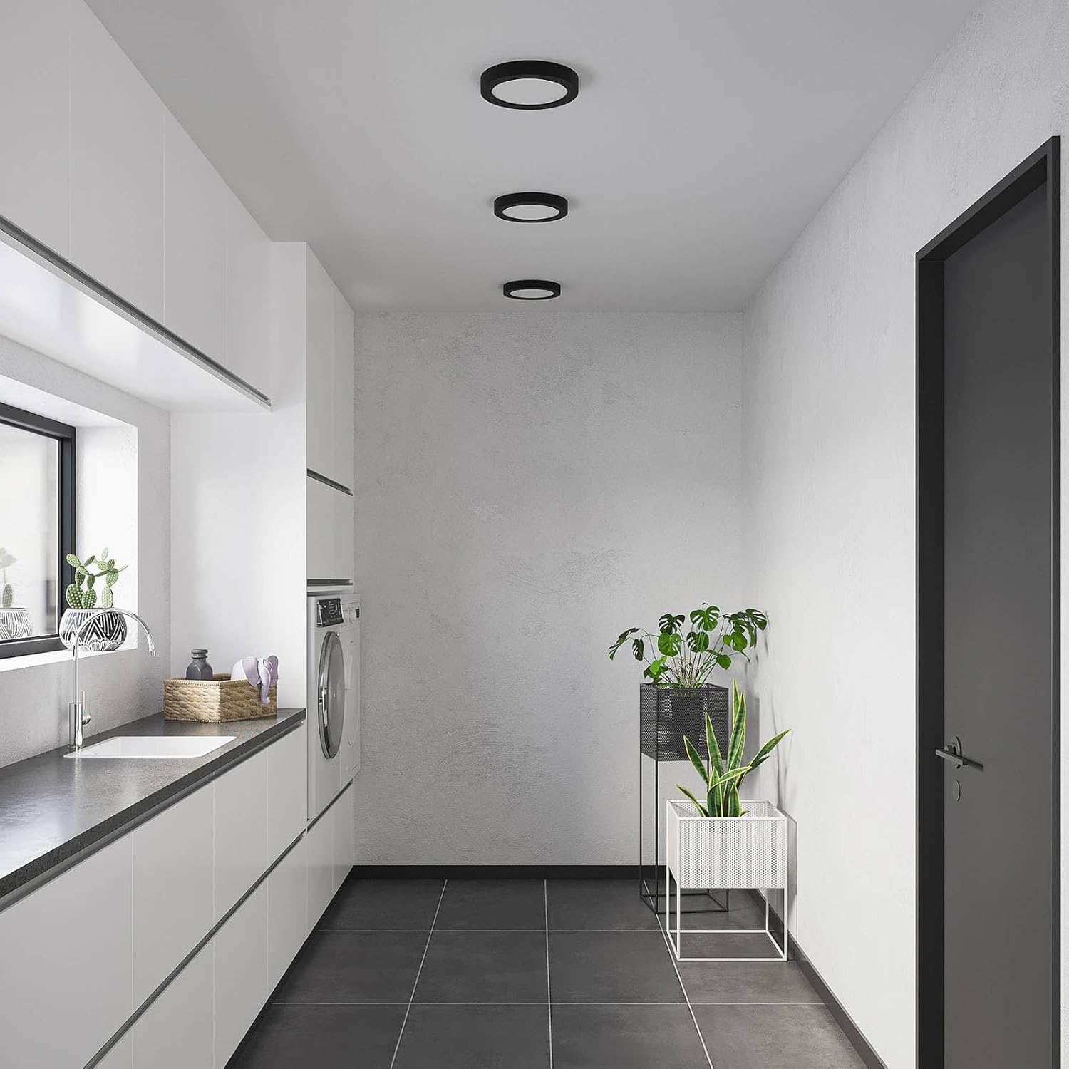 Rear view of the PRIOS Edwina LED ceiling light showing the mounting bracket and electrical connections.