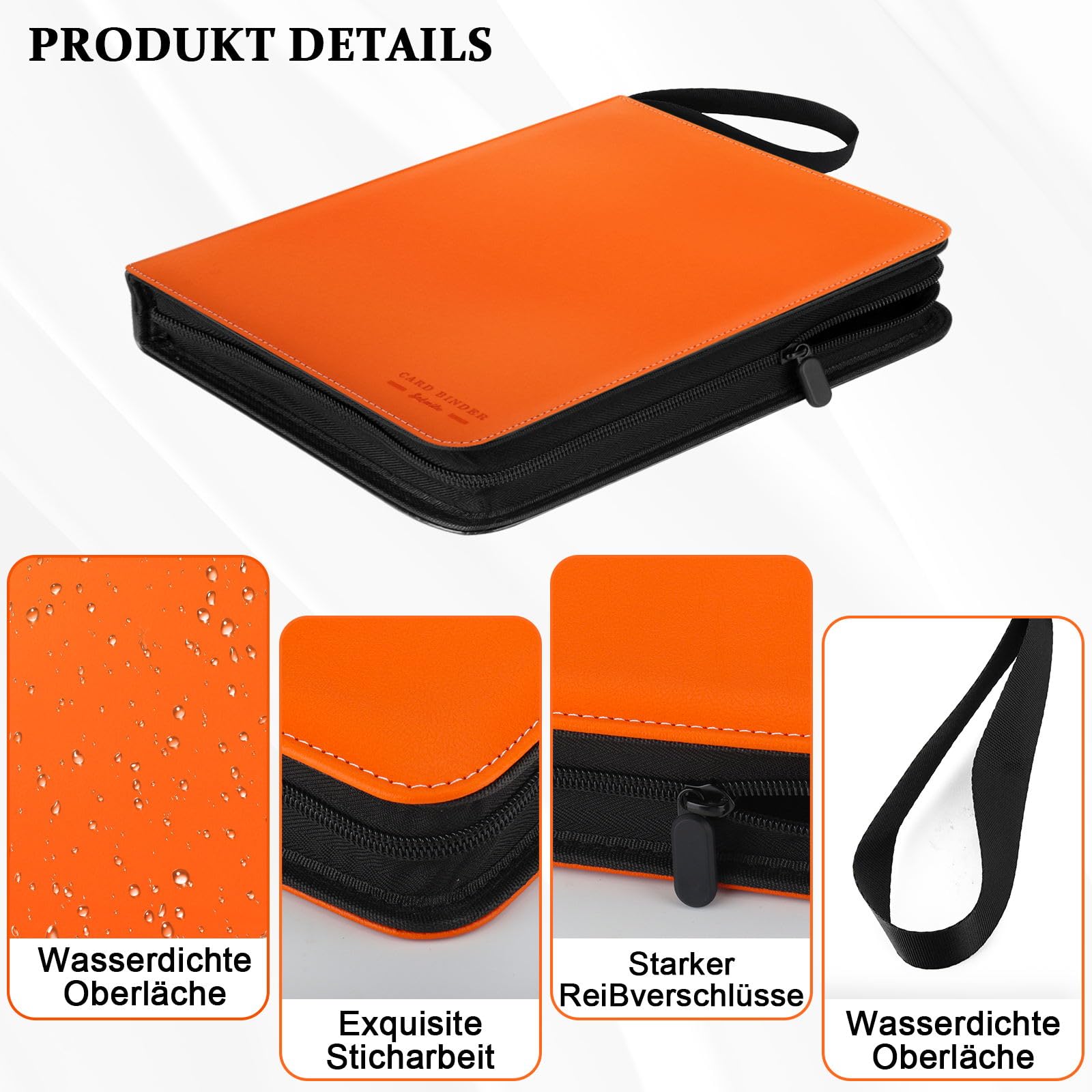 Trading Card Album,9 Pocket 30 Pages Card Binder Holder Holds Up to 720 Cards,Large Cards Book with Zip for Playing Cards,Sports Cards,Ninjago,TCG,MTG Cards(Orange) - Image 2