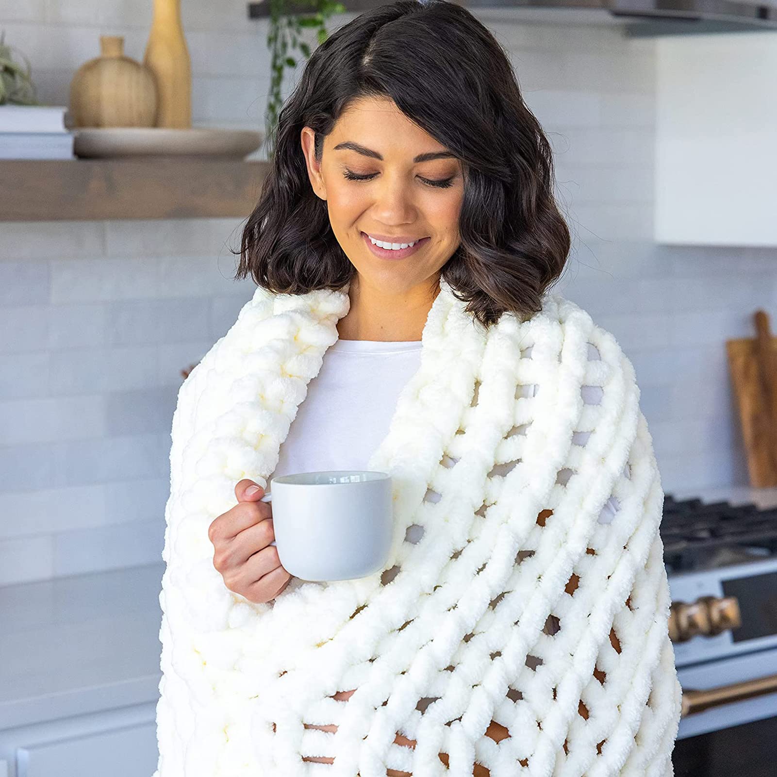 Luxuriöse Grobstrick-Überwurfdecke, Große Zopfstrick-Decke aus weichem, kuscheligem Polyester-Chenille, voluminöse Decken zum Kuscheln im Bett, Auf der Couch Oder Dem Sofa