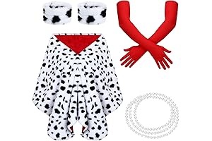 5 Piece Faux Dalmatian Stole with Halloween Accessories Set