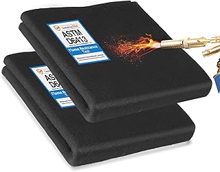 2Pack 10MM Thick 12x12 Inch Fireproof Welding Blanket, 10mm Thickened Welding Mat Fire Resistant Carbon Felt Cloth Flame Retardant Fabric Protector Pad for Soldering Firepit Smoker